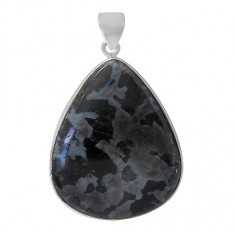 Teardrop Indigo Gabbro Pendant, Sterling Silver